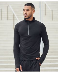 Tombo Long-Sleeved ¼ Zip Top - Athletic Design and Modern Fit, Stand Up Self Fabric Collar, Side Panels, Concealed Zip