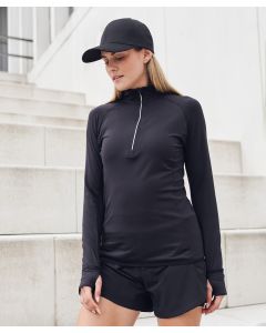 Women’s Long-Sleeved ¼ Zip Training Top - Performance Fabric and Contemporary Styling, Elasticated Binding on Cuff and Hem