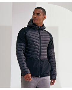 Men’s TriDri Insulated Hybrid Jacket – Thermal Layer with Quilted Panels and Stretch Sleeves, Full Zip, Panelled Hood