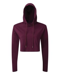 Women's TriDri Cropped Hooded Long Sleeve T-Shirt – Breathable Performance Top, Cropped Length, Moisture Wicking