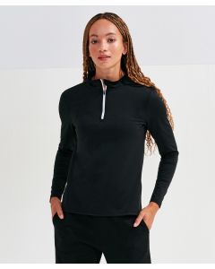 Women’s TriDri Recycled Long Sleeve Brushed Back ¼  Zip Top - Sustainable Performance Activewear, Brushed Inner, Removable Kimble