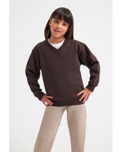 Uneek Clothing Children's Classic V-Neck Sweatshirt - Brushed Effect for Superior Comfort & Look, Long Sleeve, Set in Sleeve