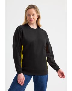 Uneek Clothing Two Tone Crew Neck Sweatshirt - Poly Cotton Blend, Contrast Colour Side Front Panel, Lycra Ribbed Cuffs, Welt & Neck Band