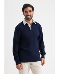 Uneek Clothing Classic Rugby Shirt - Long Sleeve Traditional Fit Polo, Cotton Webbing Tape at Neck and Placket, Rubber Buttons