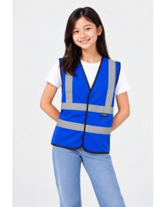 Uneek Clothing Children's Hi Vis Waist Coat - Safety Vest, Black Polyester Bound Edges, 2 Band & 2 Brace, Velcro Fastening