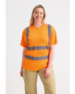 Uneek Clothing Hi Vis Short Sleeve T-Shirt – 2 Band & 2 Brace, Breathable Fabric Draws Moisture Away, 2 Retro Reflective Strips
