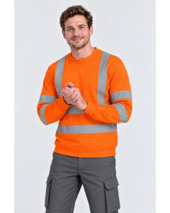 Uneek Hi Vis Crew Neck Sweatshirt – Set-In Long Sleeves with Rib Cuffs, Retro Reflective Strips, CE Certified