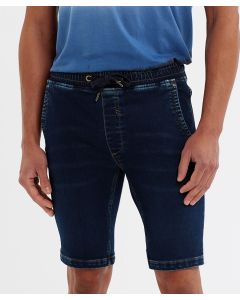 Wombat Men’s Denim Drawstring Shorts – Classic Cotton Comfort, Elasticated Waistband and Drawstring, Worn Denim Effect