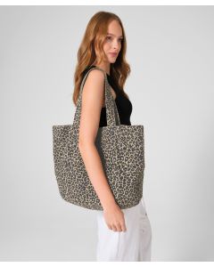 Westford Mill Leopard Print Canvas Shopper Bag – Recycled Cotton Tote, Large Capacity Shoulder Bag, Reusable Shopping Bag