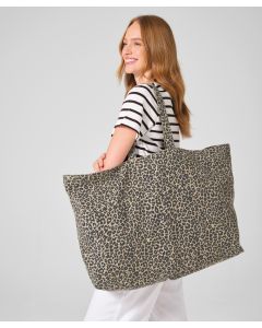 Westford Mill Leopard Print Canvas Oversized Tote Bag - Large Capacity Shopper, Travel, Shoulder Carry Bag, Durable 