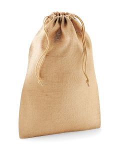 Westford Mill Jute Stuff Bag - Eco-Friendly Reusable Gift & Storage Sack for Everyday Use, Rope Double Drawcord Closure