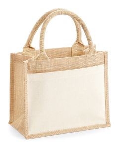 Westford Mill Cotton-Pocket Laminated Jute Gift Bag – Natural Finish, Print Friendly Front Pocket, Natural Texture