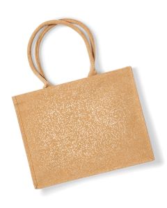 Westford Mill Shimmer Jute Shopper Bag – Gold Metallic Thread, Durable Laminated Jute, Solid Cotton Carry Handles