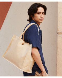 Westford Mill Juco Shopper Bag – Jute Cotton Blend Tote with Long Handles, Reusable Shopping Bag, Eco Friendly Carry Bag