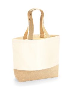 Westford Mill Jute Base Canvas Tote Bag – Heavyweight Cotton Shopper, Print Friendly, Durable Jute Base, Long Carry Handles