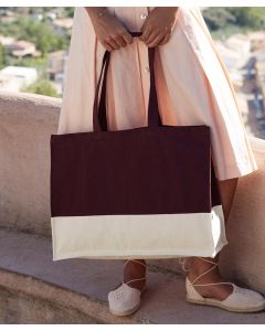 Westford Mill Earth-Aware Organic Contrast Shopper – Stylish Canvas Tote with Colour-Block Panel, Crinkle Wash, Framed Stitch