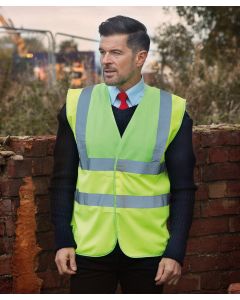 Yoko High-Visibility 2-Band and Braces Waistcoat – Enhanced Safety Vest for Work & Roadside Use, Hook and Loop Fastening