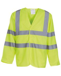 Yoko Hi-Vis Long Sleeve Waistcoat – Enhanced Visibility and Durable Safety Workwear, Full Length Sleeves, Reflective Tape