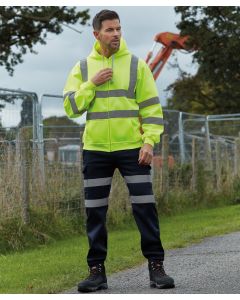 Yoko Hi-Vis Zip Hoodie – Safety Certified Zip-Up Hoodie with Reflective Tape, Anti Pill Single Jersey, Draw Cord Adjustment