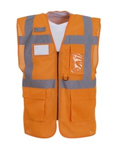 Yoko Hi-Vis Top Cool Open Mesh Executive Waistcoat - Breathable Panels and Reflective Tape, Multiple Pockets