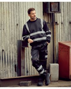 YOKO Hi-Vis Sweatshirt – Premium High-Visibility Reflective Workwear Sweatshirt for Safety, Water Repellant, Taped Back