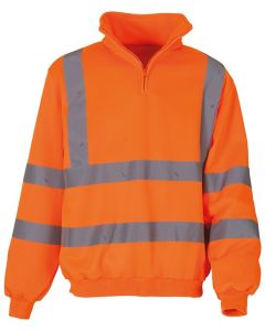 Yoko Hi-Vis ¼ Zip Sweatshirt – Durable Workwear for Enhanced Safety and Comfort, Reflective Tapes Around Body and Arms, Ribbed Cuffs