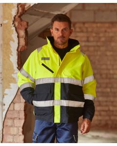 YOKO Hi-Vis Fontaine Flight Jacket – Class 3 Reflective Waterproof Workwear Jacket, Twin Stitched, Loop Fastening