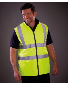 Yoko Hi-Vis Reversible Fleece Bodywarmer – Dual-Function Safety and Comfort Layer, Full Length Zip Fastening, Hand Warmer 