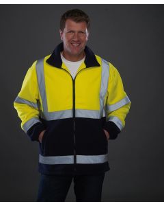 Yoko Hi-Vis Heavyweight Fleece Jacket – Durable Thermal Protection for Workwear, Full Front Zip Fastening, Stand Up Collar