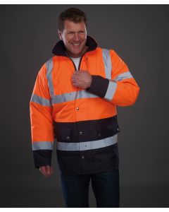 Yoko Hi-Vis Two-Tone Motorway Jacket - Superior Safety and Weather Protection, Reflective Band, Adjustable Cuffs and Hem