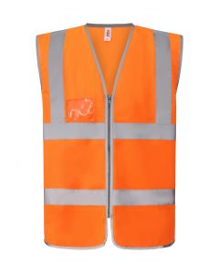 Yoko Hi-Vis Zip ID Reflective Border Waistcoat - Recycled Polyester, Safety Vest with Zip Closure and ID Pocket