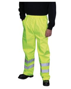 Yoko Hi-Vis Waterproof Overtrousers - All-Weather Protection and Work Safety, Snap Buttons on the Bottom for Adjustment