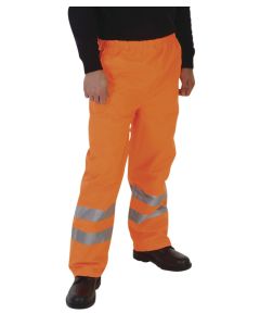 Yoko Hi-Vis Waterproof Overtrousers - Ultimate Weather Protection and Safety, Elasticated Waistband, Stitched and Taped Seams