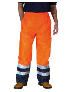 Yoko Hi-Vis Waterproof Overtrousers – Harsh Weather Conditions, Stitched and Taped Seams, Elasticated Waistband