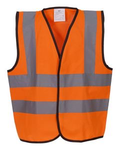Yoko Kids Hi-Vis 2 Band & Brace Waistcoat – Bright Visibility for Active Children, Two Reflective Bands, Hook and Loop Closure