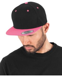 Flexfit by Yupoong Classic 2-Tone Cap – Adjustable Snapback Closure, Contrast Eyelets, Button & Stitched Flat Visor