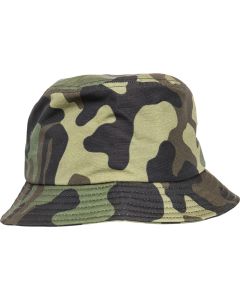 Flexfit by Yupoong Camo Bucket Hat – Trendy 90s Style, Durable Brushed Cotton Twill, Decorative Stitching