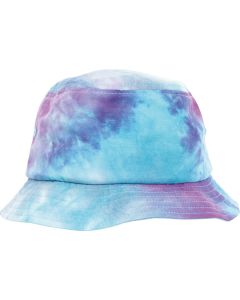 Flexfit by Yupoong Festival Print Bucket Hat - Cotton Twill, Purple Turquoise Dye Print, Classic Circumferential Brim