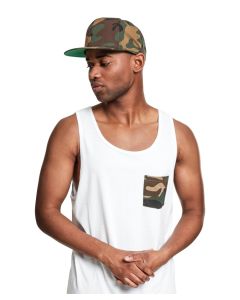 Flexfit by Yupoong Camo Classic Snapback - Cap Structured Flat Peak Fit, Classic Shape, Black Plastic Snap, Classic Green Undervisor