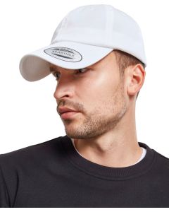 Flexfit by Yupoong Organic Cotton Cap – Low-Profile Structured Crown, Wide Curved Visor, Eyelet Venting, Button Top