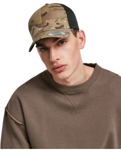 Flexfit By Yupoong Retro Trucker Multicam Cap– Classic Streetwear, Casual Camo Print, Durable Mesh