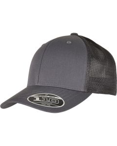 Flexfit by Yupoong Melange Trucker Cap – Mesh Back, Eyelet Venting, Button Top, Snapback, Pre-Bent Visor
