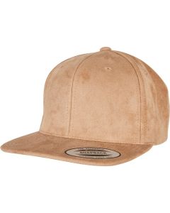 Flexfit by Yupoong Imitation Suede Leather Cap – 6-Panel Crown, Hard Buckram, Flat Visor, Eyelet Venting, Snapback
