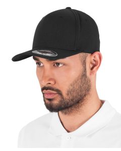 Flexfit by Yupoong 5-Panel Cap – Reinforced Front, Flexfit Stretch Technology, Stitched Curved Visor, Eyelets