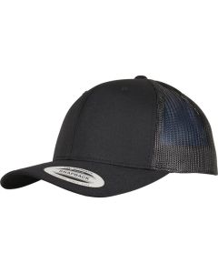 Flexfit by Yupoong Recycled Polyester Trucker Cap – 6-Panel Crown, Mesh Back, Curved Visor, Eyelets, Snapback