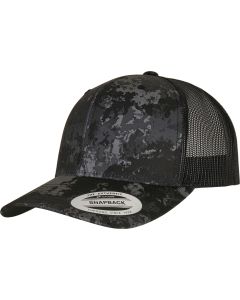 Flexfit by Yupoong Classics® Veil Camo™ Retro Trucker Cap – Curved Visor, 6-Panel Crown, Button, Mesh Back, Snapback