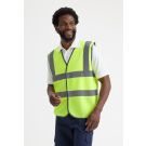 Uneek Clothing Hi Vis Safety Waistcoat – Black Polyester Bound Edges, Velcro Fastening, 2 Retro Reflective Strips, Durable