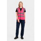 Uneek Clothing Hi Vis Safety Waistcoat – Black Polyester Bound Edges, Velcro Fastening, 2 Retro Reflective Strips, Durable