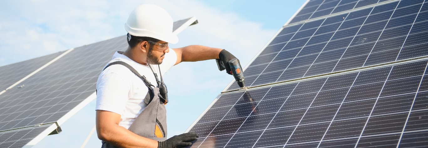 engineer working on solar panels
